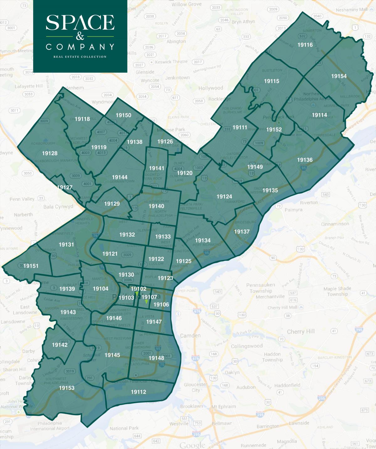 поштенски код карта на Филаделфија