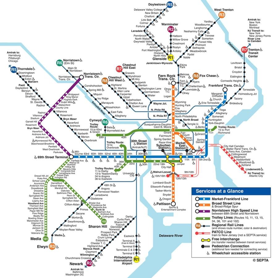Philly метрото мапа