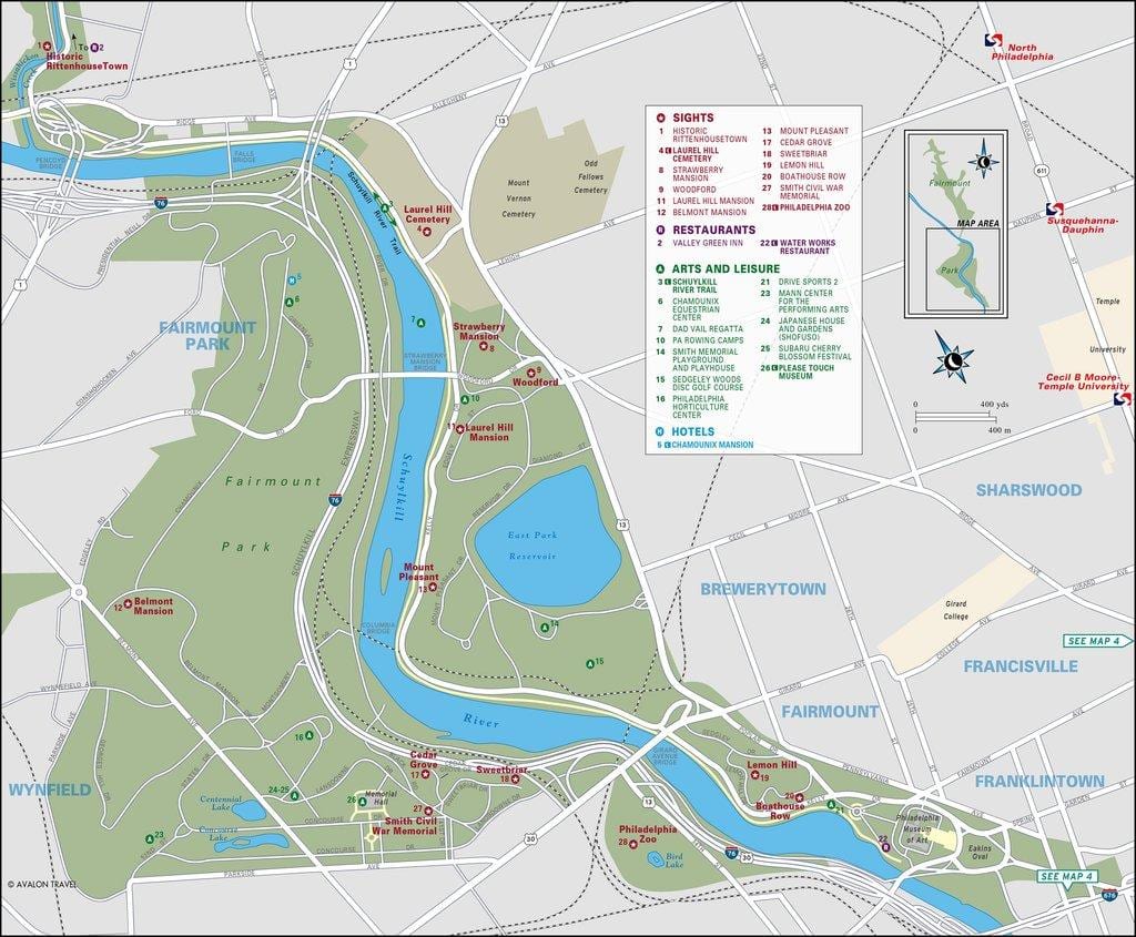 карта на fairmount парк Филаделфија