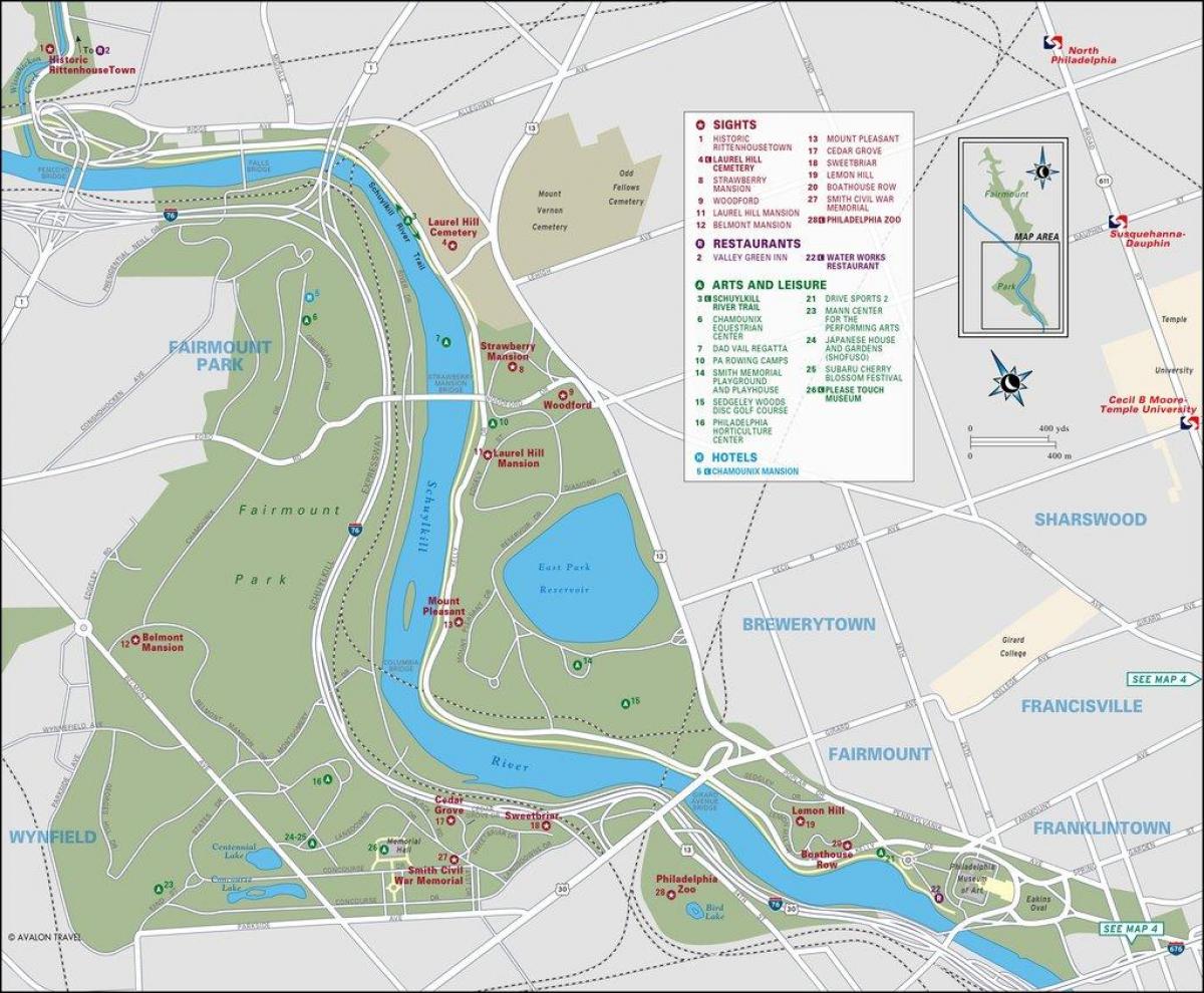карта на fairmount парк Филаделфија