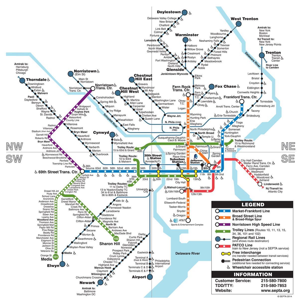 метро Филаделфија мапа