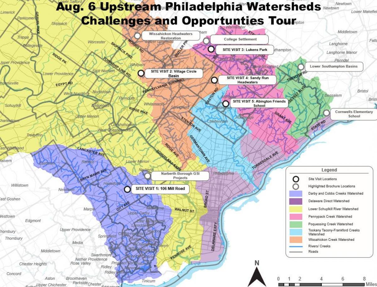 карта на Филаделфија предградијата