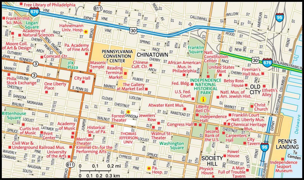 мапа на градот Филаделфија