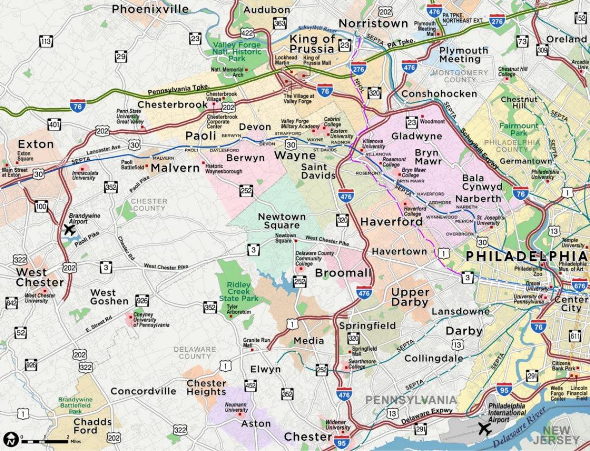 карта на главната линија Филаделфија