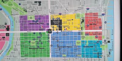 Карта на центарот на градот Филаделфија